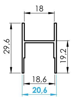 Preview: Aluminiumprofil unten für Glaseinsatz