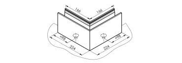Preview: Ecke IN für Aluprofil mit Oberverankerung AL/ELOX/