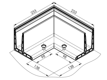 Preview: Ecke IN für Aluprofil mit Oberverankerung AL/ELOX/