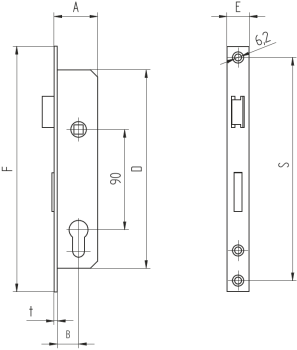 Zylinderschloß für Profil 40x40mm