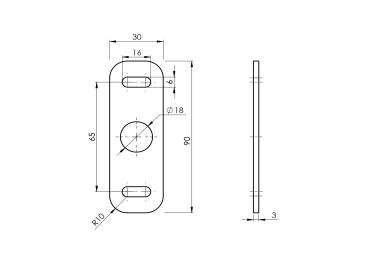 Preview: Platte für verstellbare Scharniere, 30x90x3mm, INOX