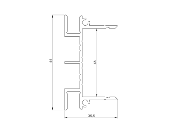 Preview: Aluminiumadapter 64x38-6000mm für Jalousien bis 46mm