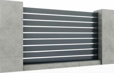 Preview: Aluminium Zaunbaugruppe mit Latte 20x120, 1,7x2m