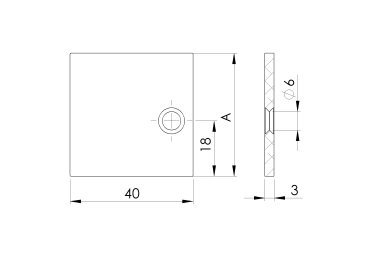 Preview: Aluminiumabdeckung für Adapter für 18-mm-Latten 40x38 R7016