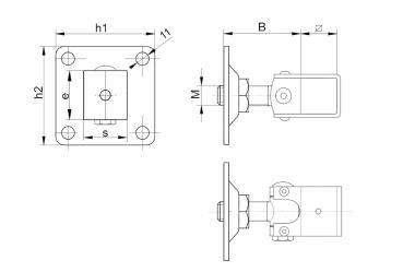 Torband mit U-Bügel und Platte Zn, M20, 100x100mm