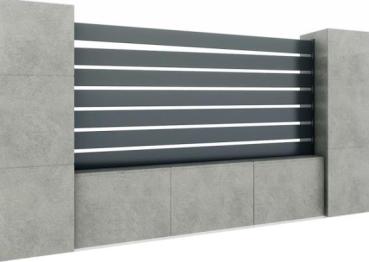 Preview: Aluminium Zaunbaugruppe mit Latte 20x120, 1,2x2m