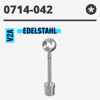 Preview: Handlaufstütze Kugelring variabel mit Gelenk für Rohr 42,4 x 2,0/42,4 mm, V2A, Geländer matt gebürstet K320