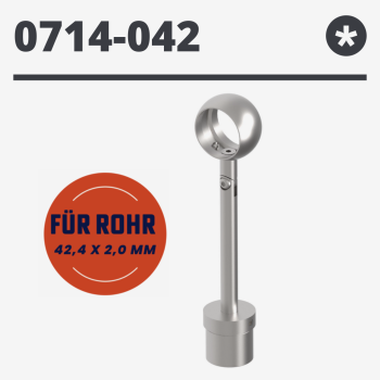 Preview: Handlaufstütze Kugelring variabel mit Gelenk für Rohr 42,4 x 2,0/42,4 mm, V2A, Geländer matt gebürstet K320