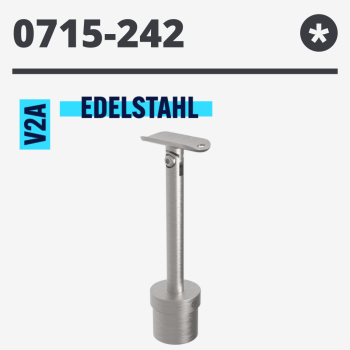 Preview: Handlaufstütze höhenverstellbar variabel für Rohre 42,4 x 2,0/42,4 mm, V2A, matt gebürstet