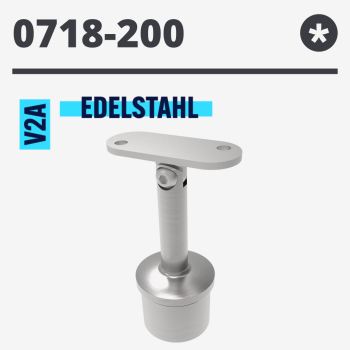 Preview: Handlaufstütze 42,4 mm variabel mit Gelenk Rohrstütze Handlaufträger flach für Profil, V2A, matt gebürstet K320