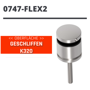 Preview: Edelstahl Punkthalter Ø50mm Glas 8-17,52mm Glashalter Flach M10x125mm Flex V2A A/0747-FLEX2