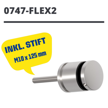 Edelstahl Punkthalter Ø50mm Glas 8-17,52mm Glashalter Flach M10x125mm Flex V2A A/0747-FLEX2