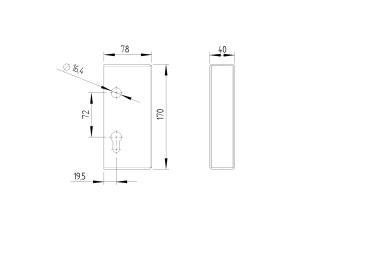 Einbauschlosskasten für Schiebetor Zn, 78x40x171mm