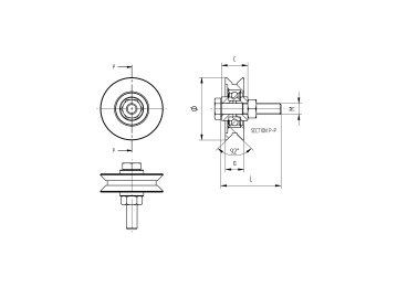 Schiebetorrolle mit V-Rille mit 2-Kugellager Zn, D