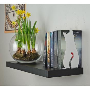 Preview: Buchstütze Bücherhalter Design Ständer Bücherregal CAT Bookends für Zuhause Stütze Büro Geschenk WEIß / KATZE