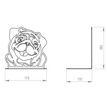 Preview: Buchstütze Bücherhalter Design Ständer Bücherregal HUND Kinergarten Bookends für Zuhause Mops Stütze Büro Kinder Geschenk SCHWARZ / DOG