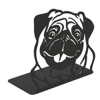 Buchstütze Bücherhalter Design Ständer Bücherregal HUND Kinergarten Bookends für Zuhause Mops Stütze Büro Kinder Geschenk SCHWARZ / DOG