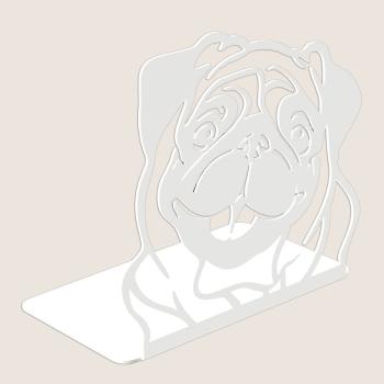 Preview: Buchstütze Bücherhalter Design Ständer Bücherregal HUND Kinergarten Bookends für Zuhause Mops Stütze Büro Kinder Geschenk WEIß / DOG