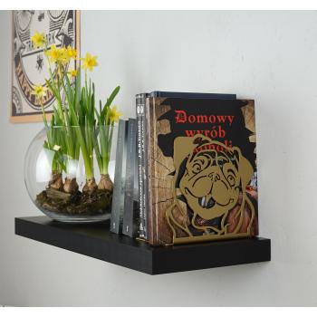 Preview: Buchstütze Bücherhalter Design Ständer Bücherregal HUND Kinergarten Bookends für Zuhause Mops Stütze Büro Kinder Geschenk GOLD / DOG