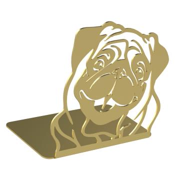 Buchstütze Bücherhalter Design Ständer Bücherregal HUND Kinergarten Bookends für Zuhause Mops Stütze Büro Kinder Geschenk GOLD / DOG