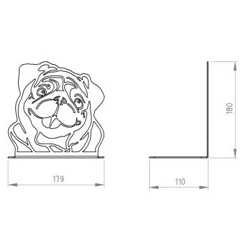 Preview: Buchstütze Bücherhalter Design Ständer Bücherregal HUND Kinergarten Bookends für Zuhause Mops Stütze Büro Kinder Geschenk GOLD / DOG