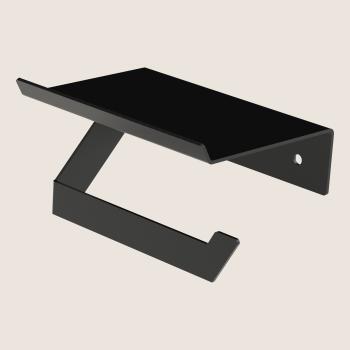 Toilettenpapierhalter mit Ablage Papierhalter Toilette Badezimmer WC Edelstahl SCHWARZ / CLASS