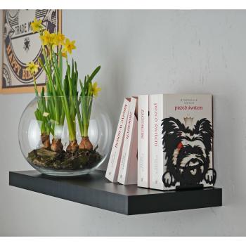 Buchstütze Bücherhalter Design Ständer Bücherregal HUND Kinergarten Bookends für Zuhause Stütze Büro Kinder DOG Geschenk SCHWARZ / YORK COCO