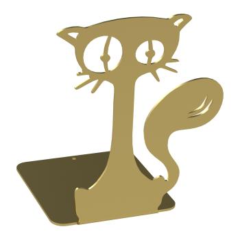 Buchstütze Bücherhalter Design Ständer Bücherregal CAT Bookends für Zuhause Stütze Büro Geschenk GOLD / KATZE 3