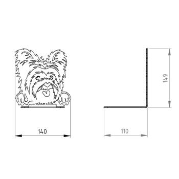 Preview: Buchstütze Bücherhalter Design Ständer Bücherregal HUND Kinergarten Bookends für Zuhause Stütze Büro Kinder DOG Geschenk GOLD / YORK COCO