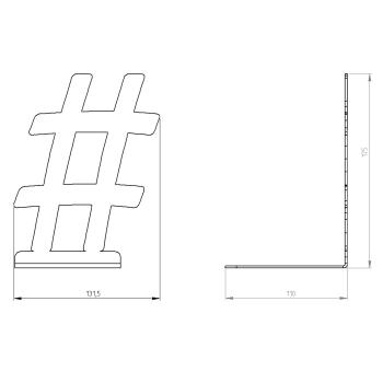 Preview: Buchstütze Bücherhalter Design Ständer Bücherregal Bookends Buch eckig für Zuhause Stütze Büro Geschenk WEIß / HASHTAG