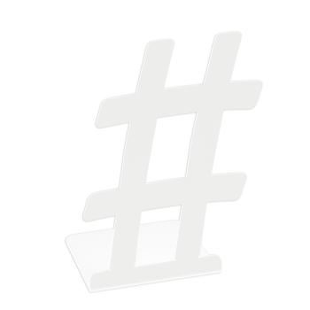 Buchstütze Bücherhalter Design Ständer Bücherregal Bookends Buch eckig für Zuhause Stütze Büro Geschenk WEIß / HASHTAG