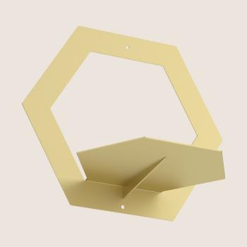 Dekoratives Regal hängend Metallregal Möbel Bücher Schlüssel Wandregal Flur Zimmer Raum LOFT Wohnung Hexagon GOLD / FAVO