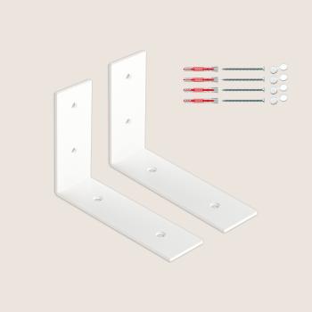 Preview: 2 x Halterung für Regal 140x100 mm Metall Stütze Möbel Wandhalter WEIß