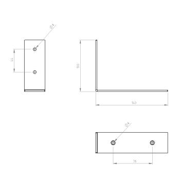 Preview: 2 x Halterung für Regal 140x100 mm Metall Stütze Möbel Wandhalter SCHWARZ