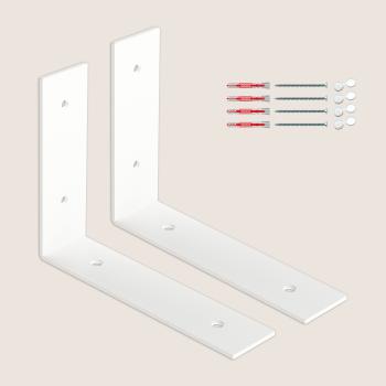 Preview: 2 x Halterung für Regal 170x130 mm Metall Stütze Möbel Wandhalter WEIß