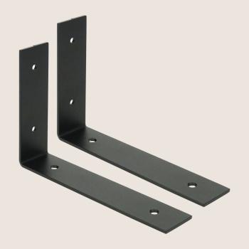 Preview: 2 x Halterung für Regal 200x130 mm Metall Stütze Möbel Wandhalter SCHWARZ