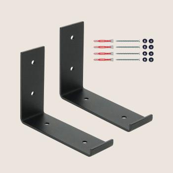 Preview: 2 x Halterung für Regal L-120 mm Metall Stütze Möbel Wandhalter SCHWARZ