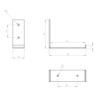Preview: 2 x Halterung für Regal L-120 mm Metall Stütze Möbel Wandhalter SCHWARZ