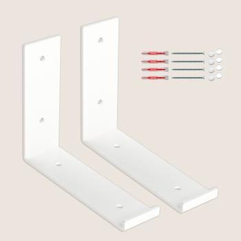 Preview: 2 x Halterung für Regal L-140 Metall Stütze Möbel Wandhalter WEIß