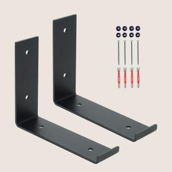 Preview: 2 x Halterung für Regal L-140 Metall Stütze Möbel Wandhalter SCHWARZ