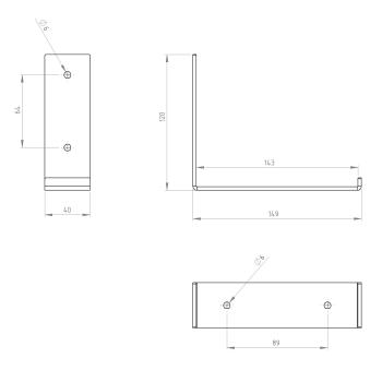 Preview: 2 x Halterung für Regal L-140 Metall Stütze Möbel Wandhalter SCHWARZ