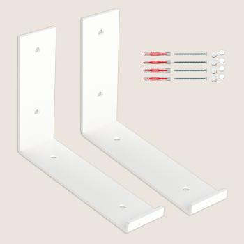Preview: 2 x Halterung für Regal L-150 Metall Stütze Möbel Wandhalter WEIß