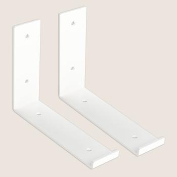 Preview: 2 x Halterung für Regal L-150 Metall Stütze Möbel Wandhalter WEIß
