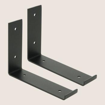 Preview: 2 x Halterung für Regal L-150 Metall Stütze Möbel Wandhalter SCHWARZ