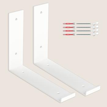 Preview: 2 x Halterung für Regal L-170 Metall Stütze Möbel Wandhalter WEIß