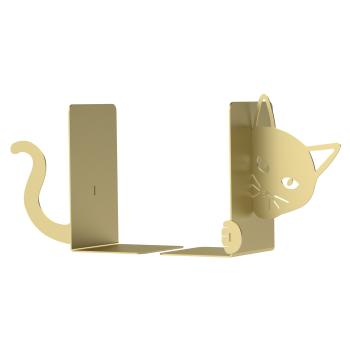 Buchstütze Bücherhalter Design Ständer Bücherregal CAT Bookends für Zuhause Stütze Büro Geschenk GOLD / KATZE MAX