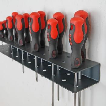 Preview: Werkstattschraubendreher Halter für Werkstatt Heimwerken Garage Garten Antharzit Metall GRAPHIT / HANTERA DOPPEL