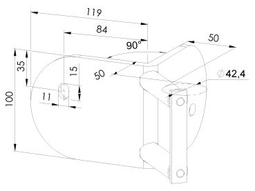 Geländerpfosten ECKE OUT Eckpfosten 90 Grad Ø42,4 Bauhöhe 1000mm mit 4x Glasklemmen 63x45mm vorgesetzt Geländer V2A Edelstahl