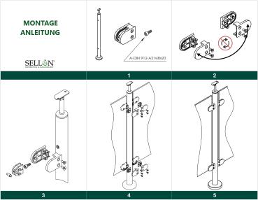 Glasgeländer aufgesetzt Edelstahl Geländer Konfigurator Komplett Bodenmontage Treppen Balkongeländer Glasklemmen Balkon V2A