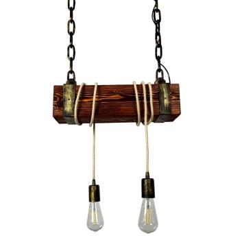 Pendelleuchte Holz Vintage Hängelampe Holzbalken Esszimmer Hängeleuchte rustikale Lampe Retro Industrial 40 cm
